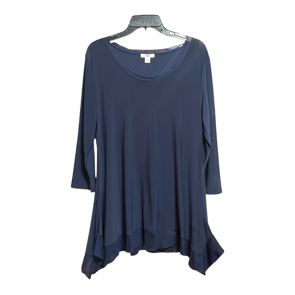 Cato Blue Asymmetrical 3/4 Sleeve Tunic XL